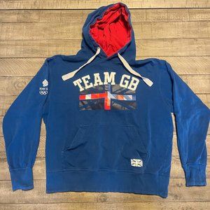 Blue Olympics Team Great Britain M Union Jack Flag Men's Size M Hoodie